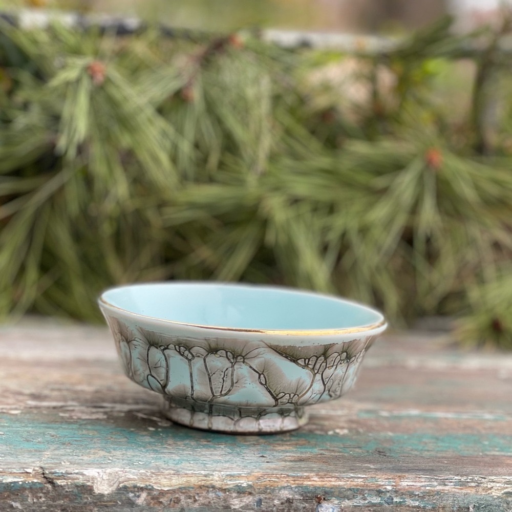 Vintage Delft Holland Dish blue Gold MCM small bowl